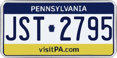 PA license plate JST2795