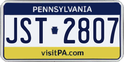 PA license plate JST2807