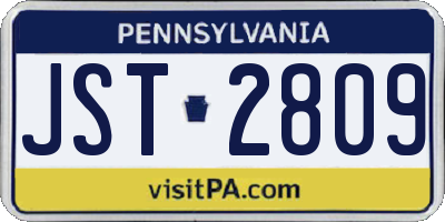PA license plate JST2809