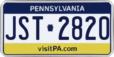 PA license plate JST2820