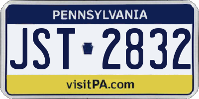 PA license plate JST2832