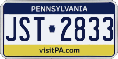 PA license plate JST2833