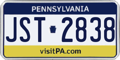 PA license plate JST2838