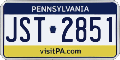 PA license plate JST2851