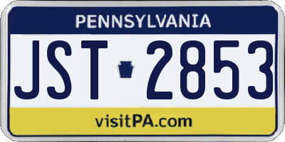 PA license plate JST2853