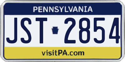 PA license plate JST2854