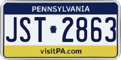PA license plate JST2863