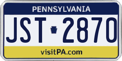 PA license plate JST2870