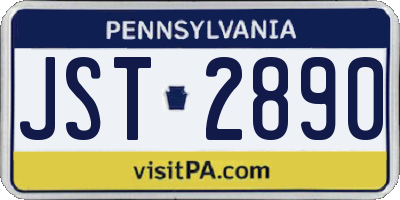 PA license plate JST2890