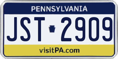 PA license plate JST2909