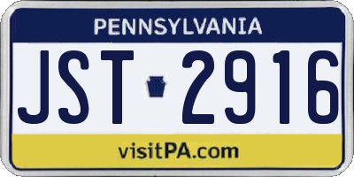 PA license plate JST2916
