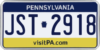 PA license plate JST2918