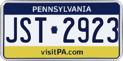 PA license plate JST2923