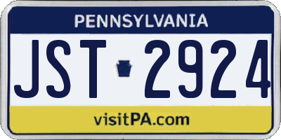 PA license plate JST2924