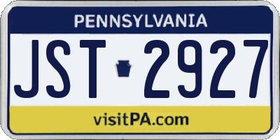 PA license plate JST2927