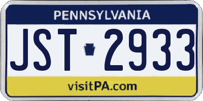 PA license plate JST2933
