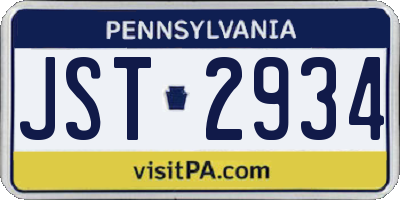 PA license plate JST2934