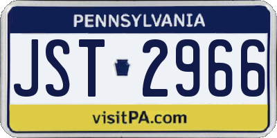 PA license plate JST2966