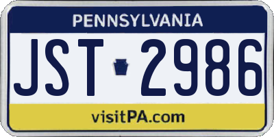 PA license plate JST2986