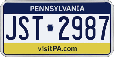 PA license plate JST2987