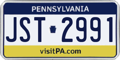PA license plate JST2991