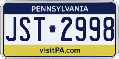 PA license plate JST2998