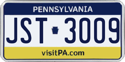 PA license plate JST3009