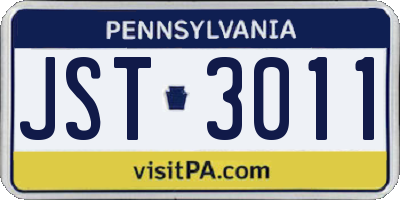PA license plate JST3011