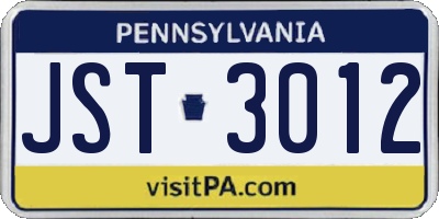 PA license plate JST3012