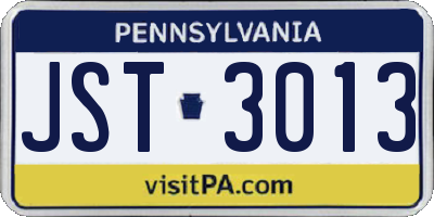 PA license plate JST3013