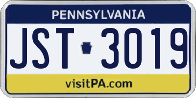 PA license plate JST3019