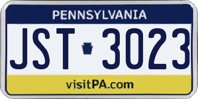 PA license plate JST3023