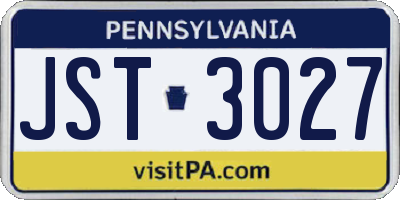 PA license plate JST3027