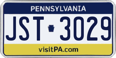 PA license plate JST3029