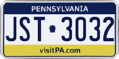 PA license plate JST3032
