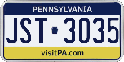 PA license plate JST3035