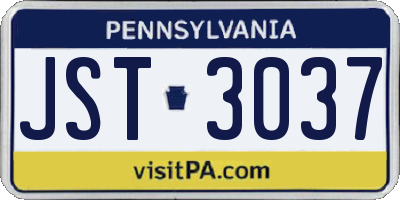 PA license plate JST3037