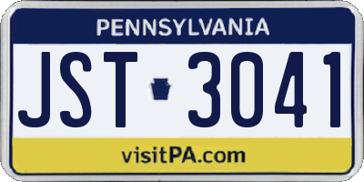 PA license plate JST3041