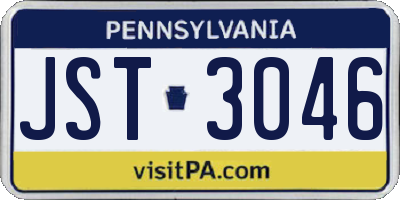 PA license plate JST3046