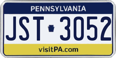 PA license plate JST3052