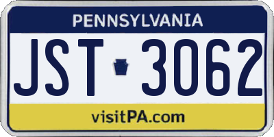 PA license plate JST3062