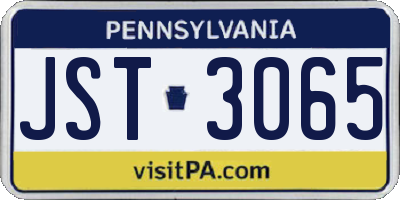PA license plate JST3065