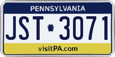 PA license plate JST3071