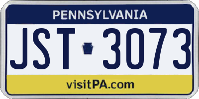 PA license plate JST3073