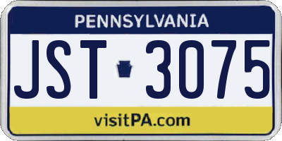 PA license plate JST3075