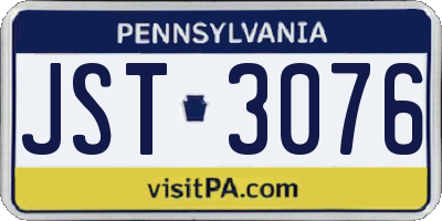 PA license plate JST3076