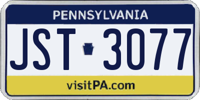PA license plate JST3077