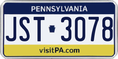 PA license plate JST3078
