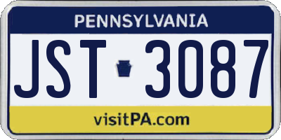 PA license plate JST3087