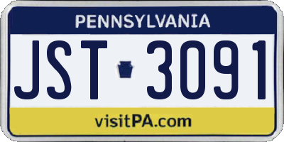 PA license plate JST3091